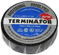 Изолента ПВХ, огнеупорная, всепогодная 0,17 мм, 19 мм, 20 м Terminator IU1K Изолента ПВХ, огнеупорная, всепогодная 0,17 мм, 19 мм, 20 м Terminator IU1K